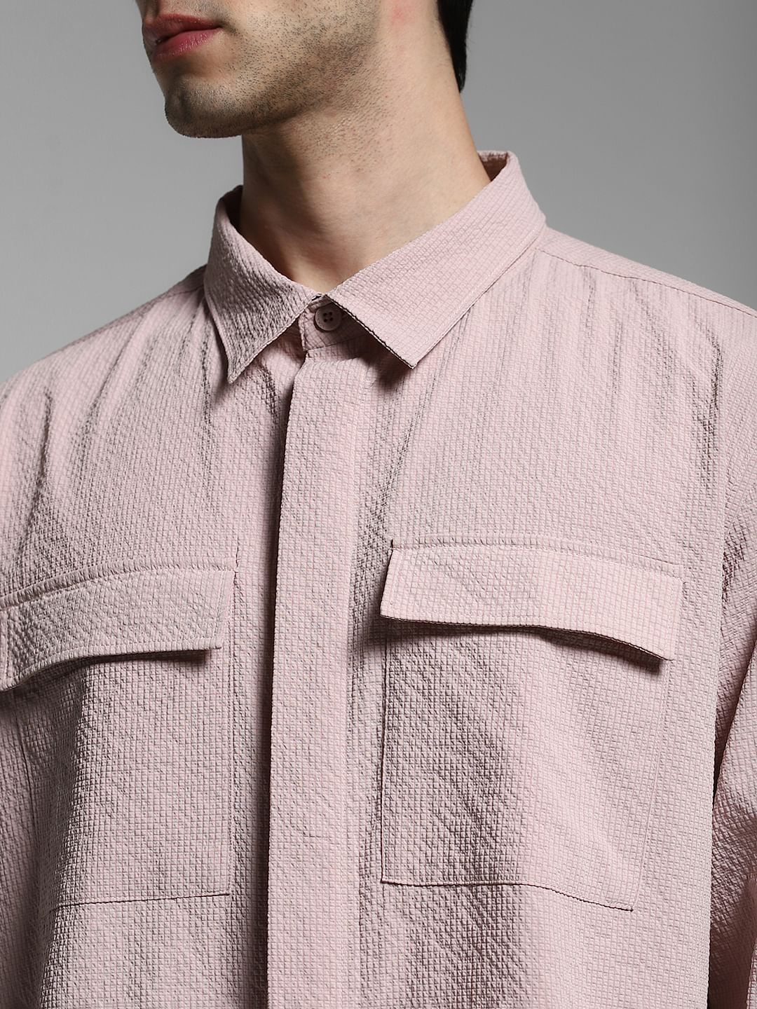 Pink Oversized Full Sleeves Shirt
