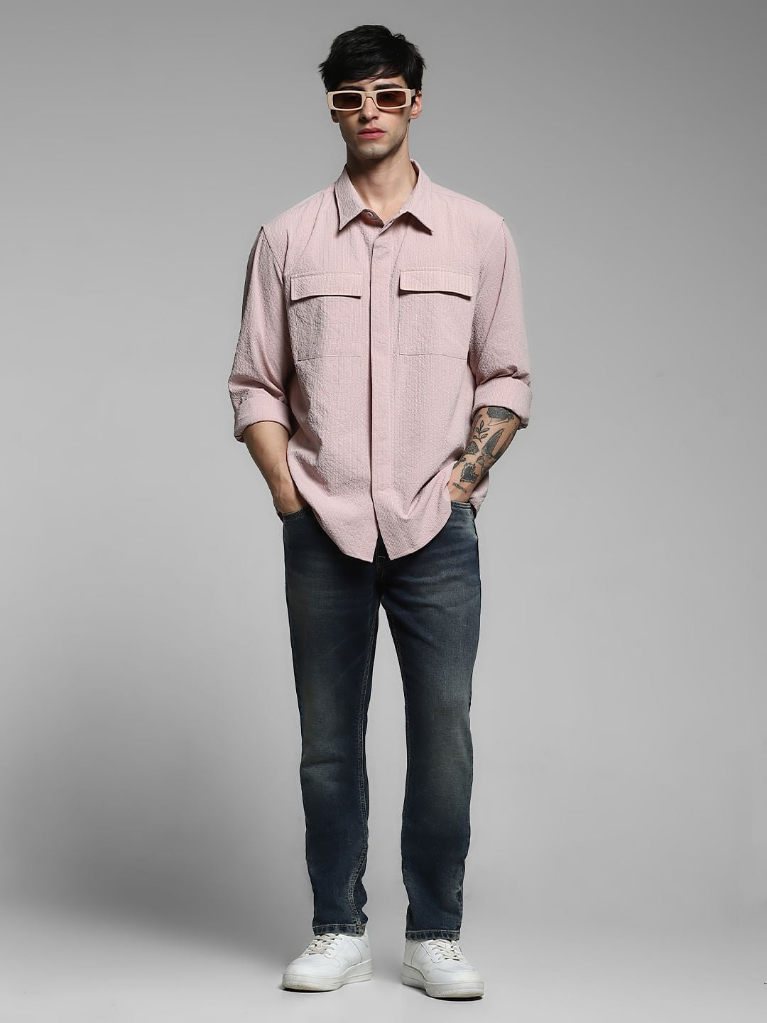 Pink Oversized Full Sleeves Shirt