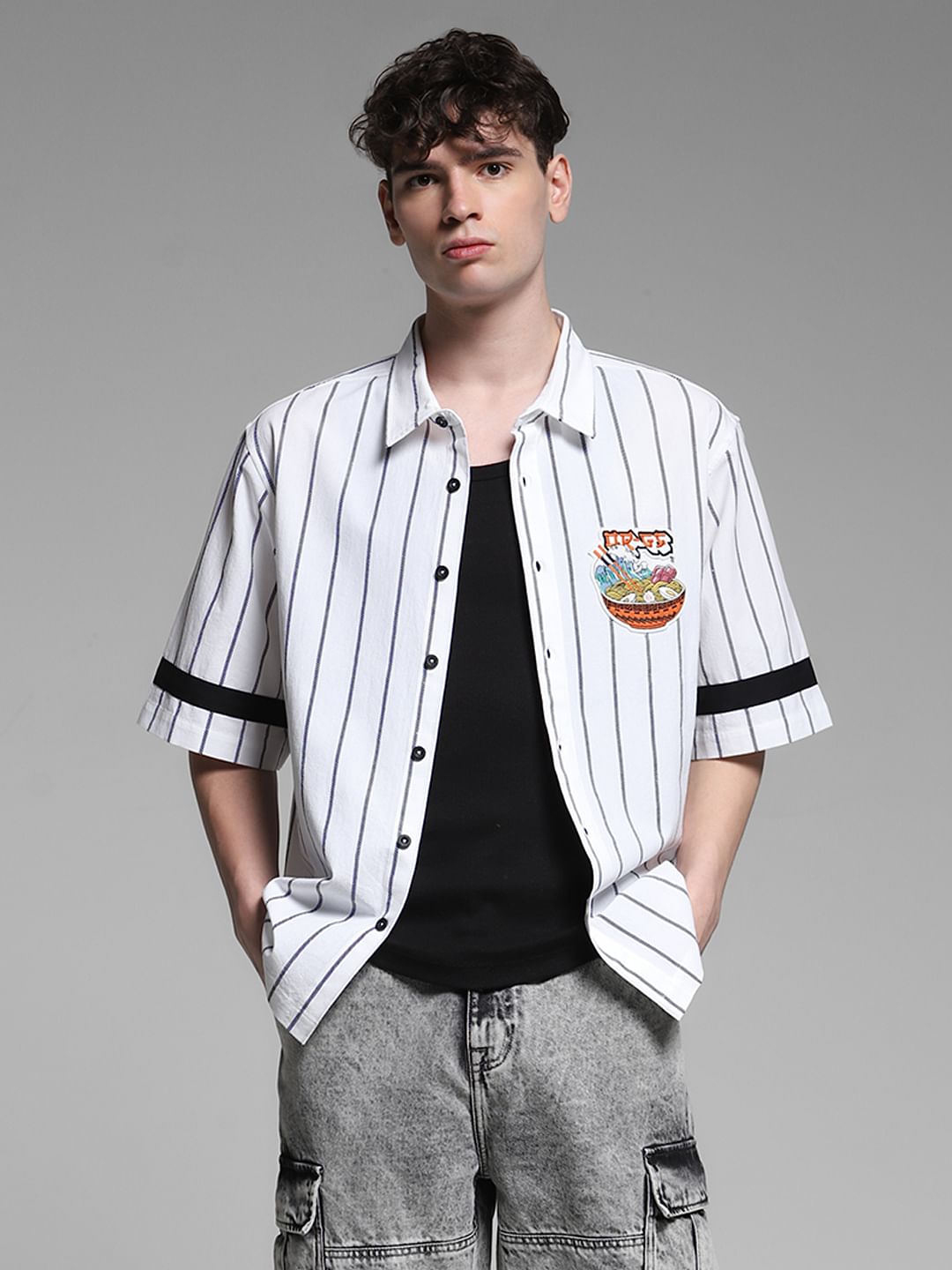 White Striped Oversized Shirt