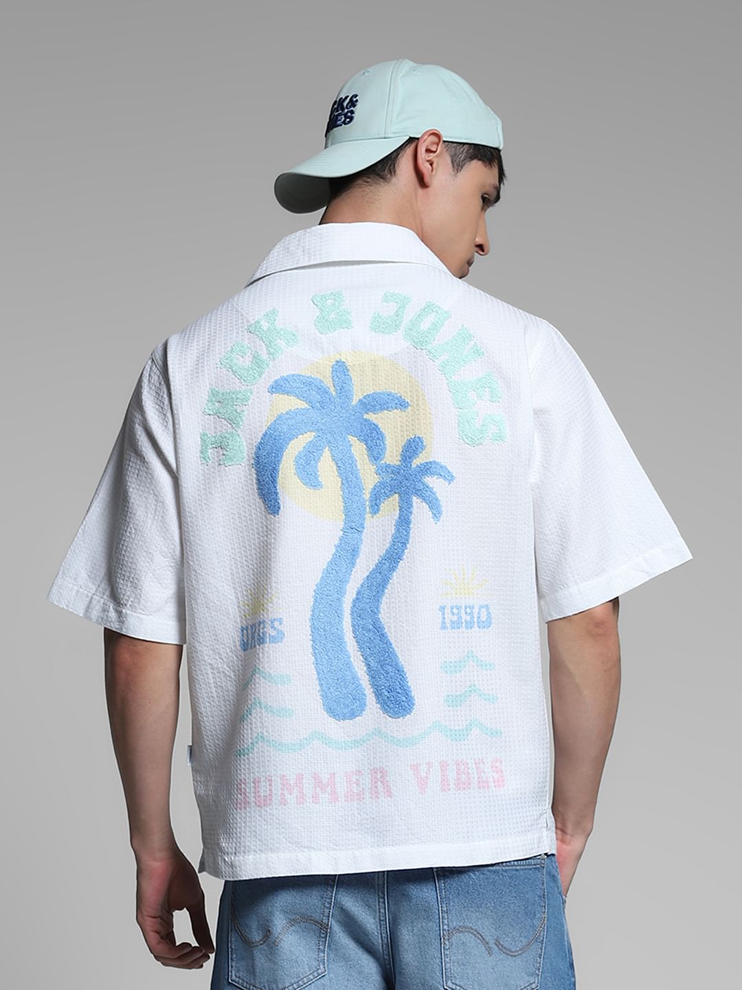White Embroidered Oversized Shirt - S