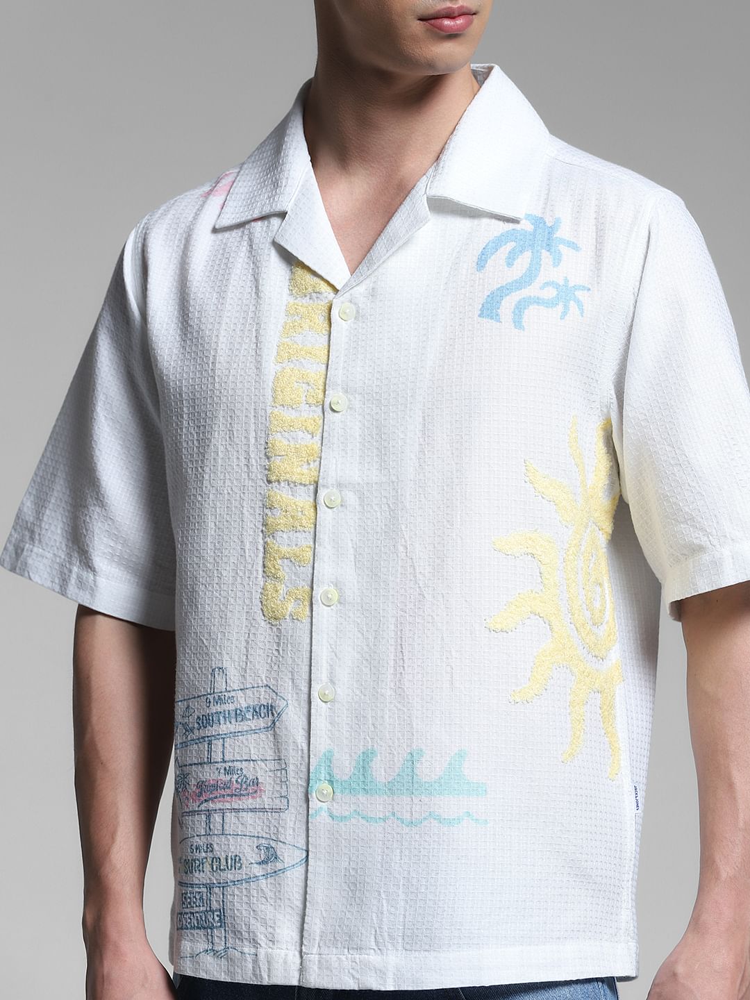 White Embroidered Oversized Shirt