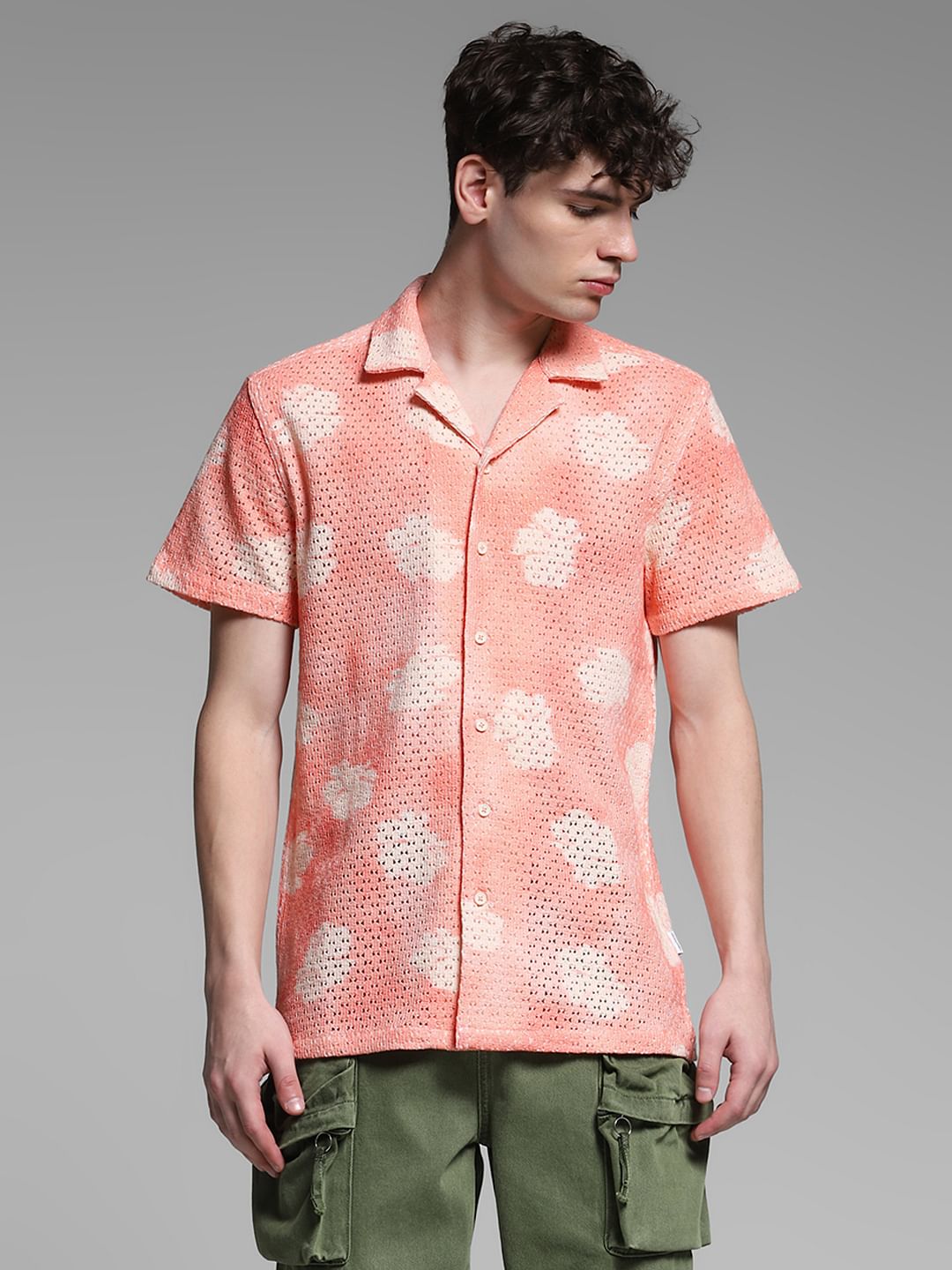 Pink Crochet Comfort Fit Shirt