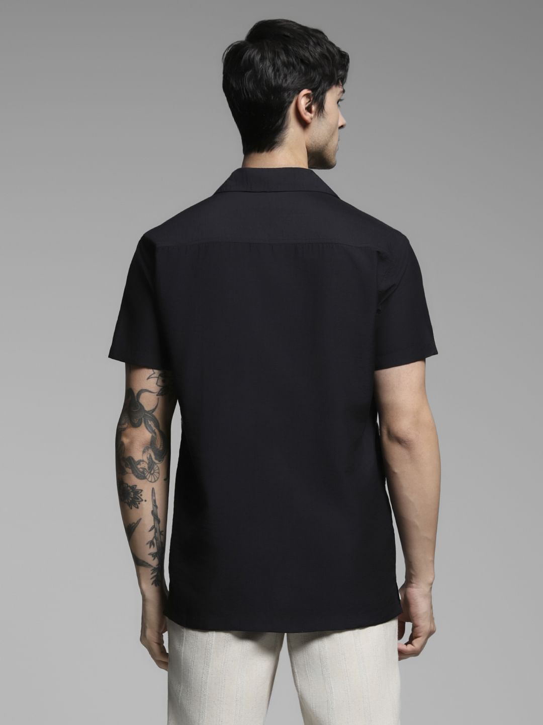 Black Embroidered Print Shirt