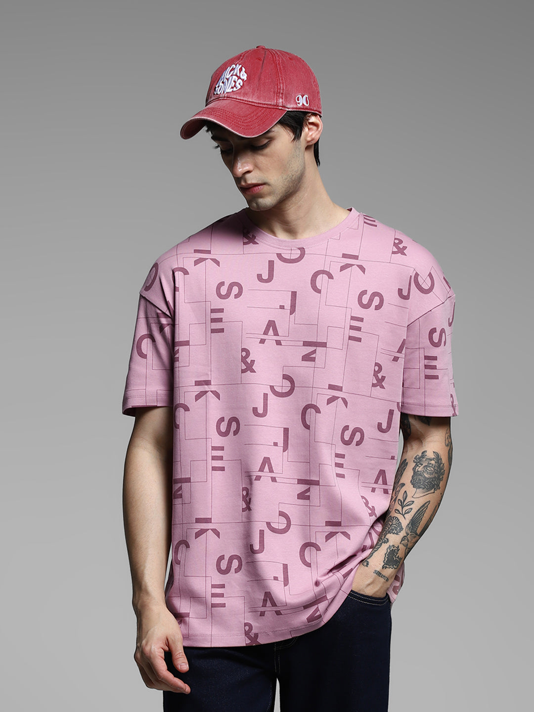 Purple Typographic Logo Oversized T-shirt - S