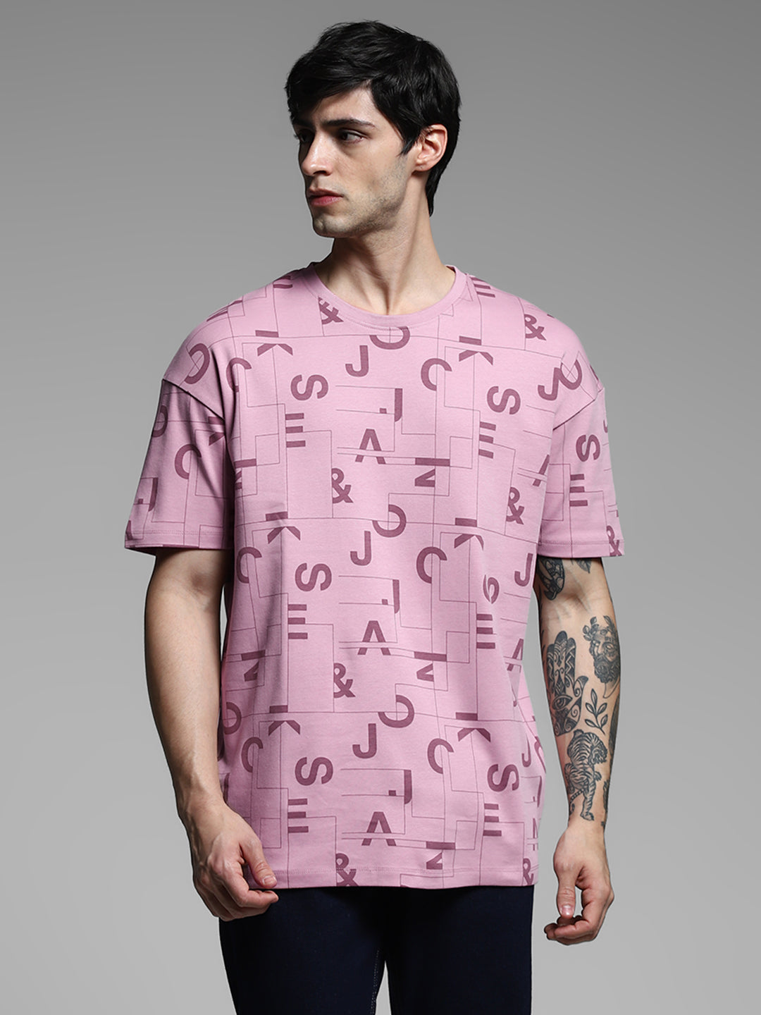 Purple Typographic Logo Oversized T-shirt