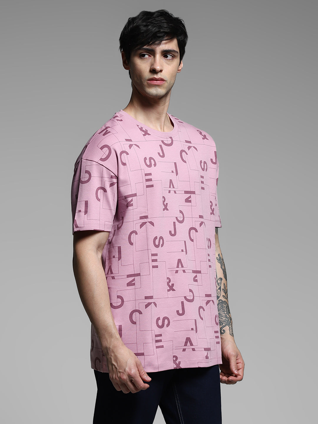 Purple Typographic Logo Oversized T-shirt