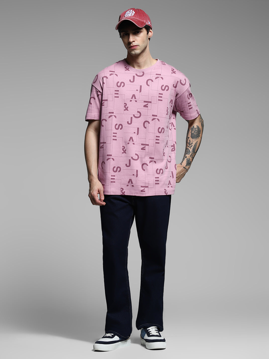 Purple Typographic Logo Oversized T-shirt