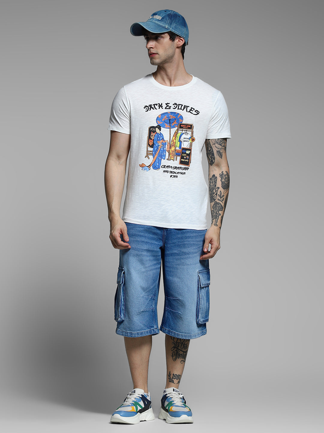 White Printed Cotton T-shirt