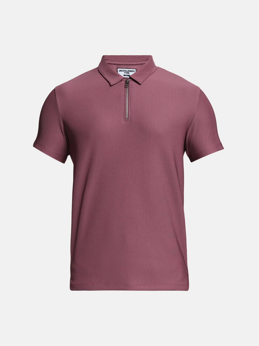 Purple Jacquard Zip Up Polo