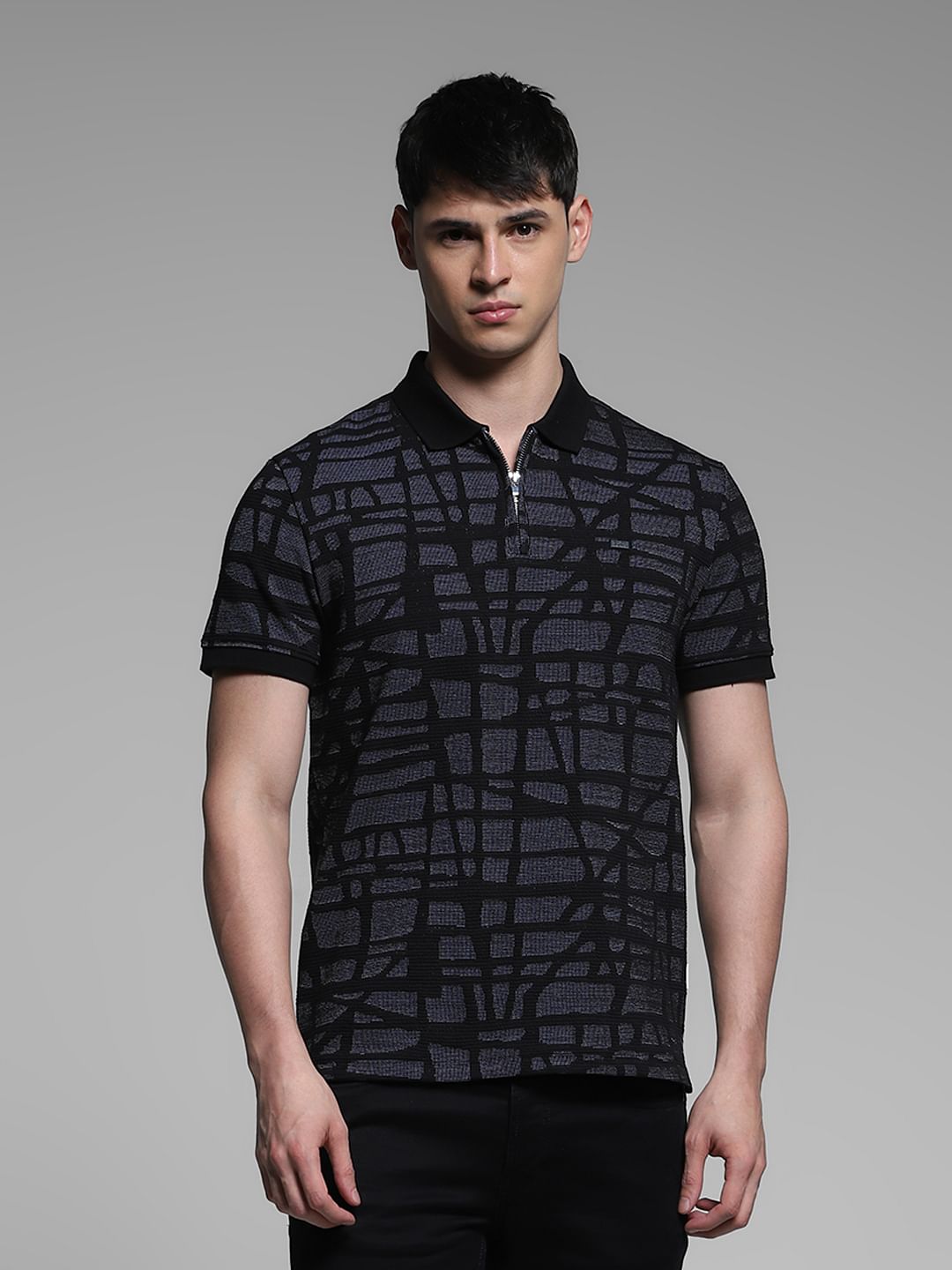 Black Jacquard Polo - S