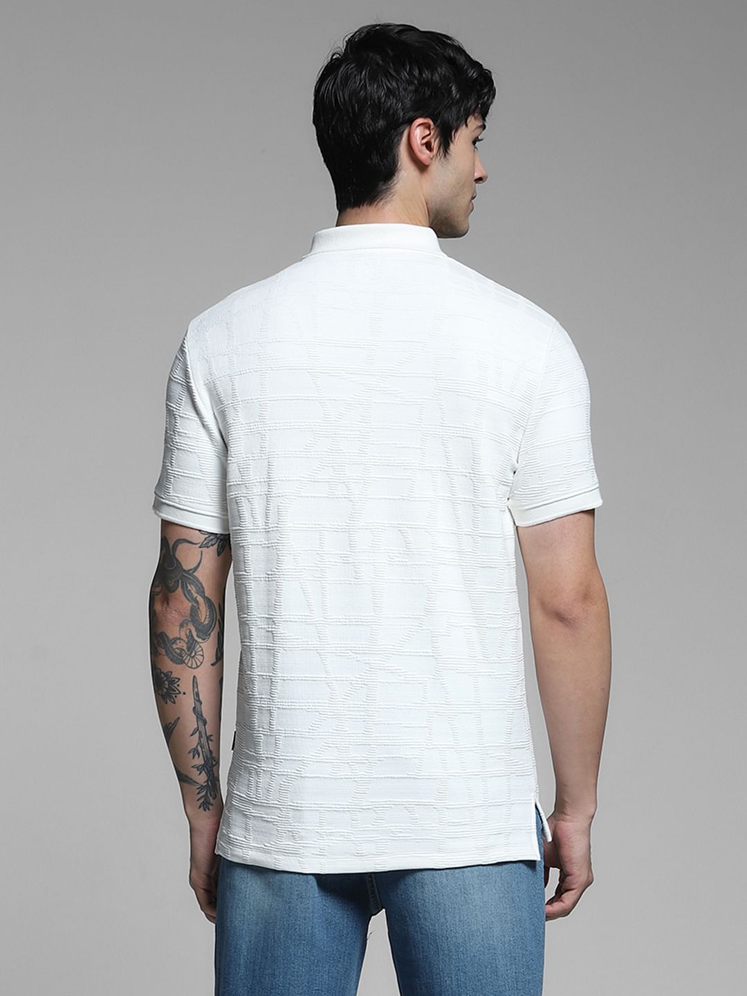 White Jacquard Polo