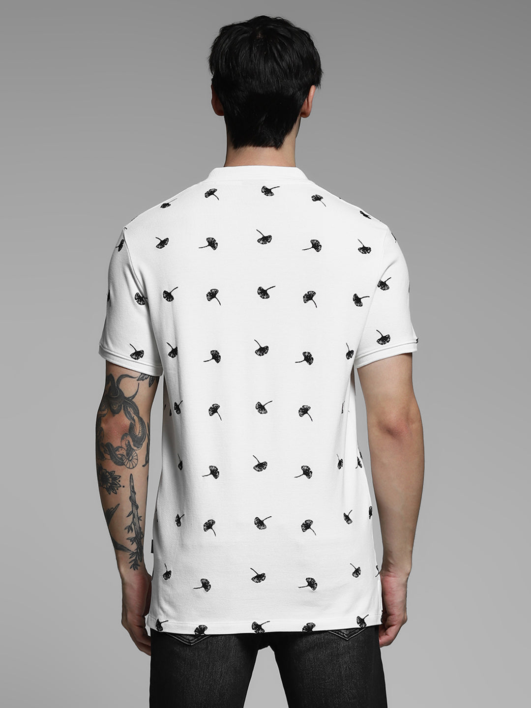 White Printed Cotton Polo