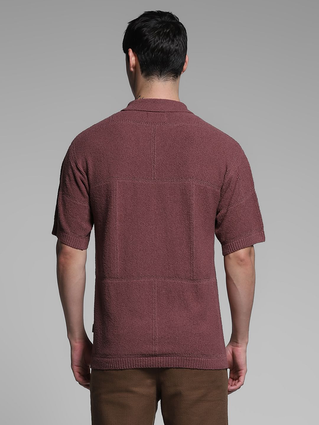 Brown Boxy Fit Knitted Polo