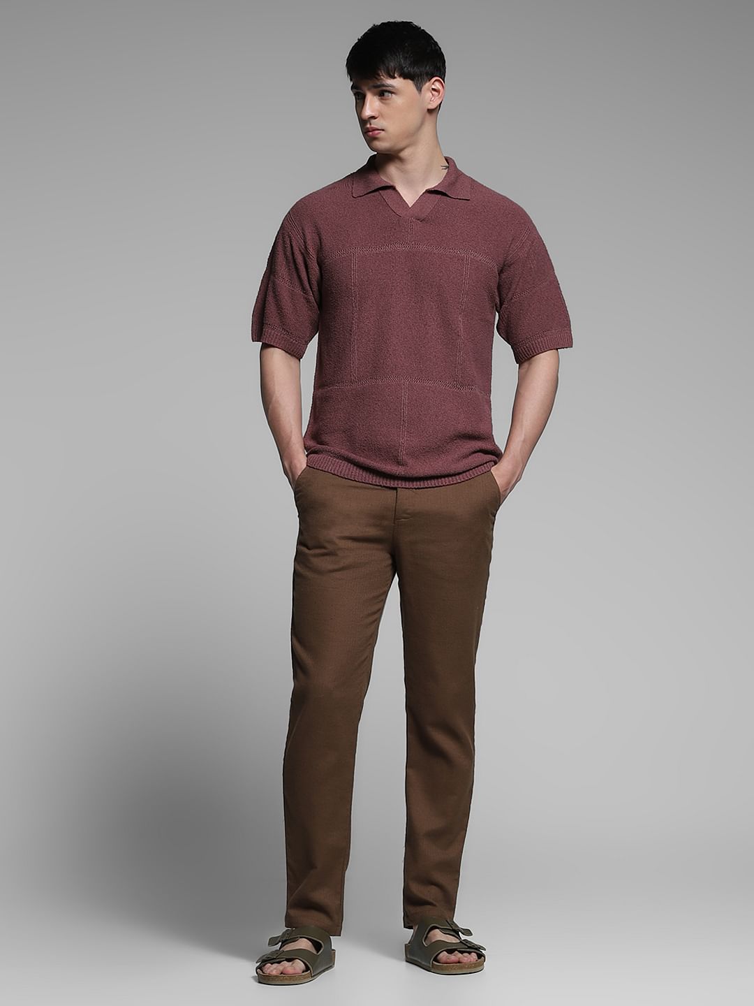 Brown Boxy Fit Knitted Polo