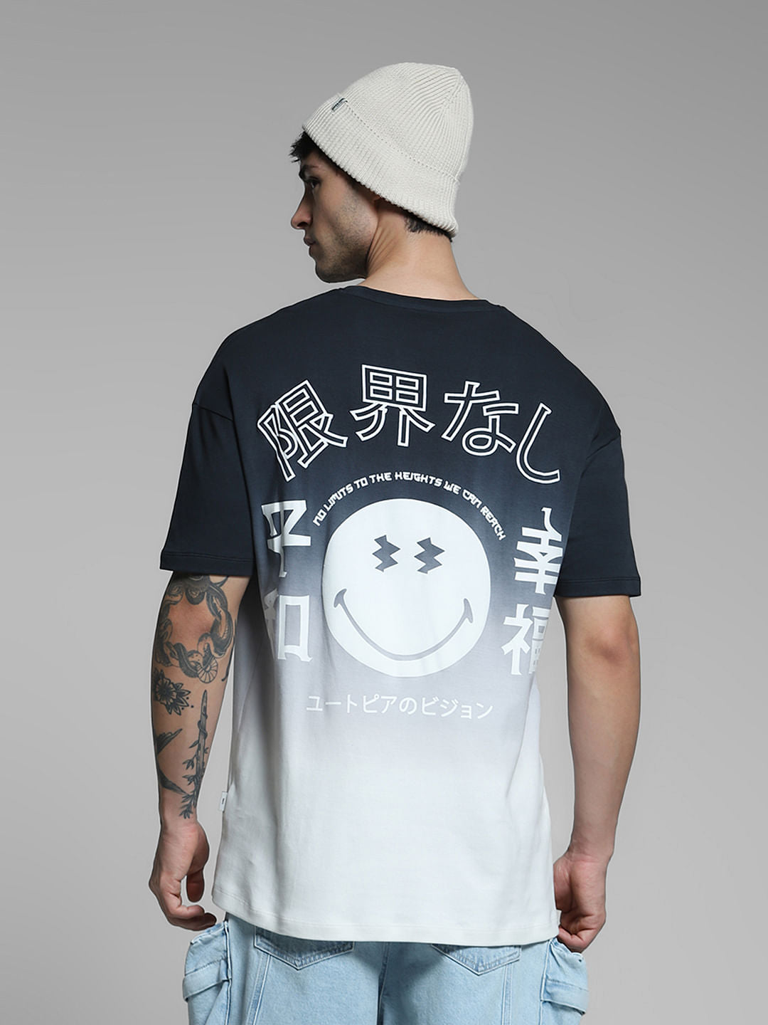 SmileyWorld Black Ombre Boxy Fit T-shirt - S