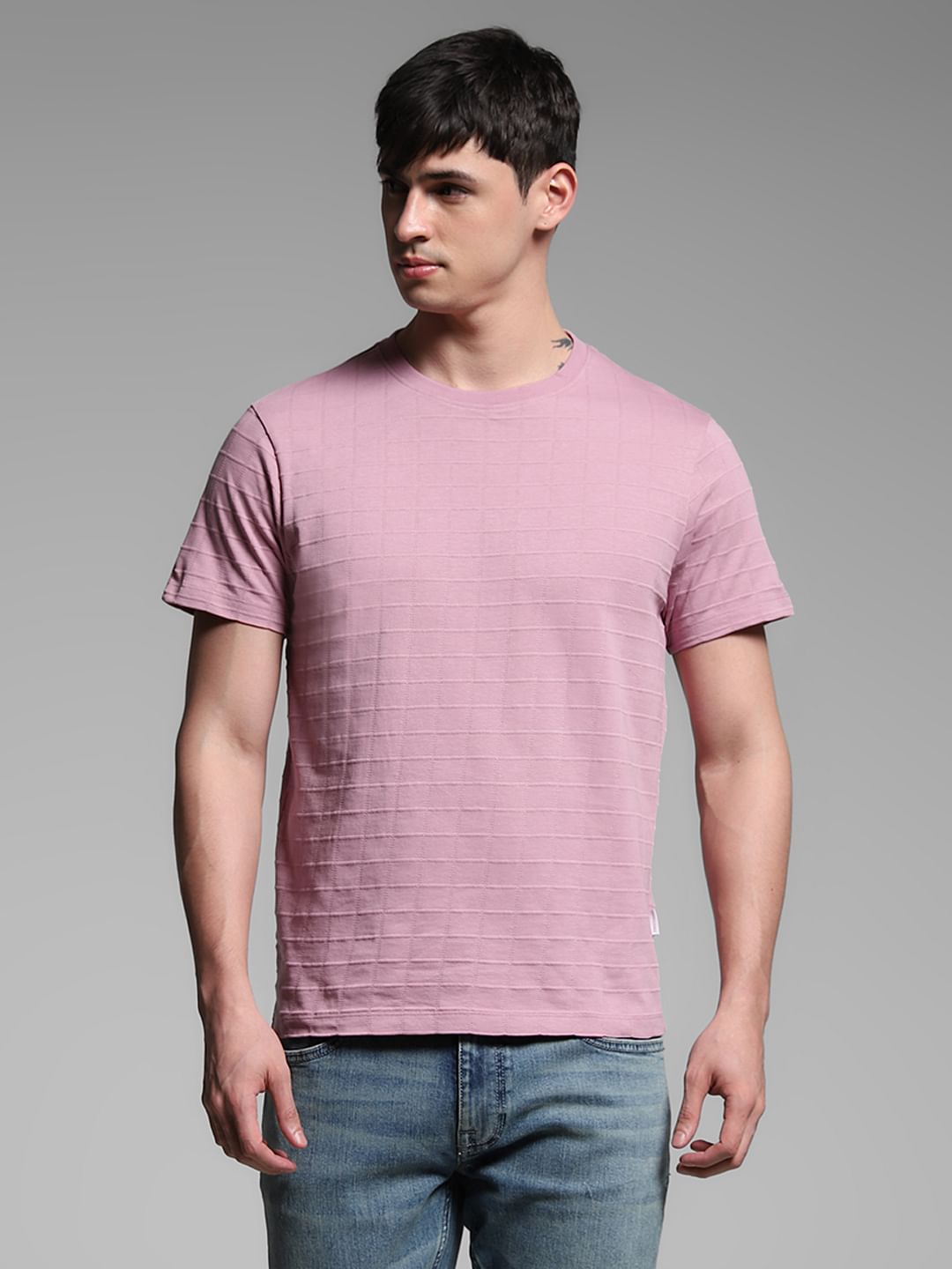 Purple Cotton Jacquard T-shirt