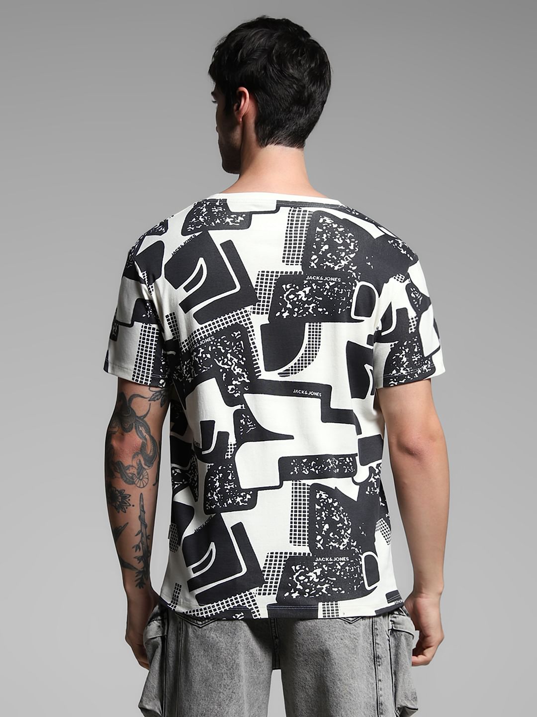 White Printed Cotton T-shirt