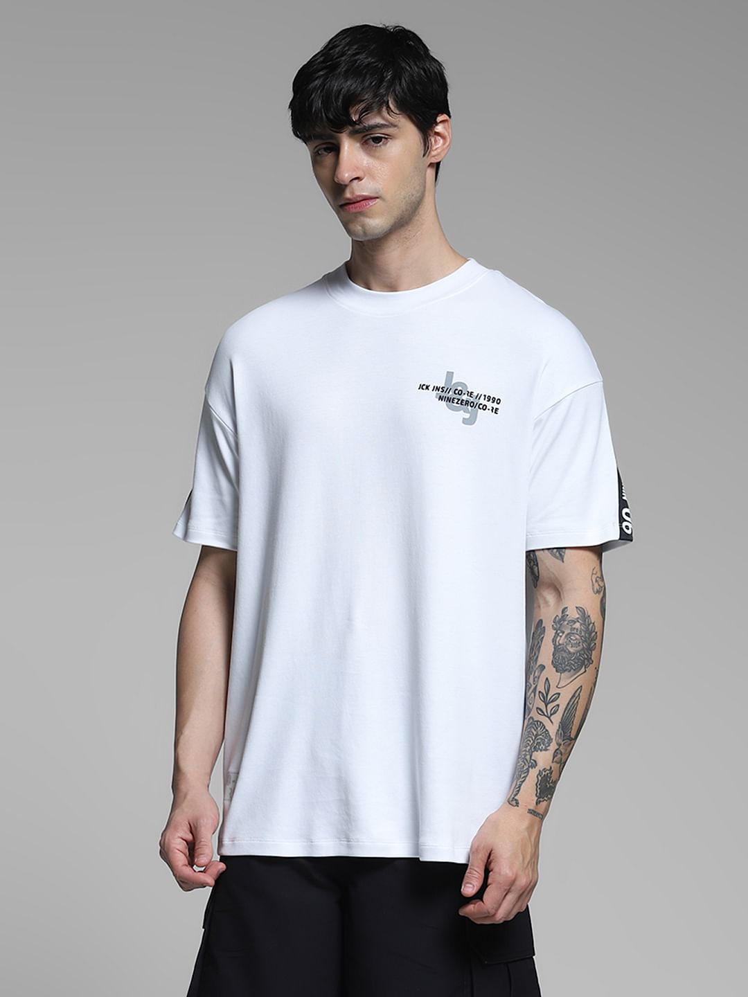 White Printed Oversized T-shirt