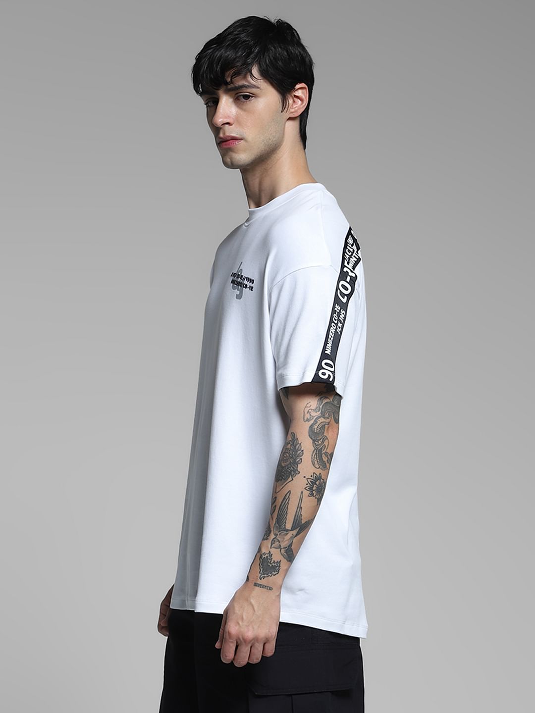 White Printed Oversized T-shirt