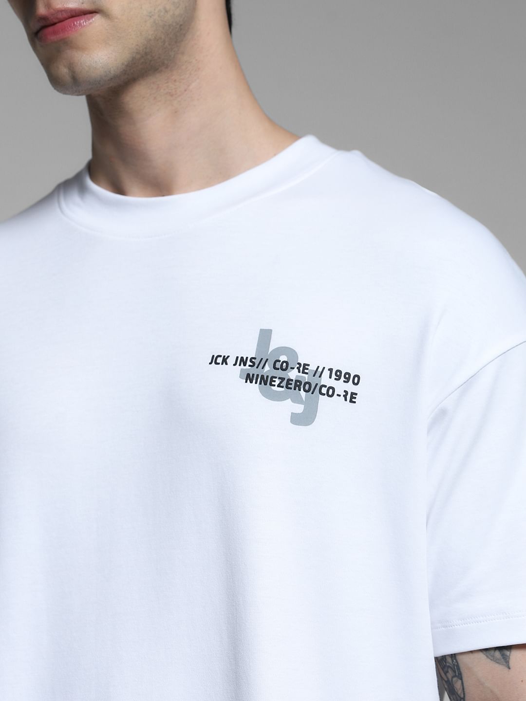 White Printed Oversized T-shirt