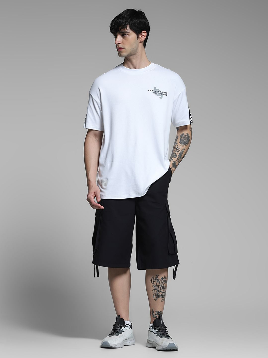 White Printed Oversized T-shirt