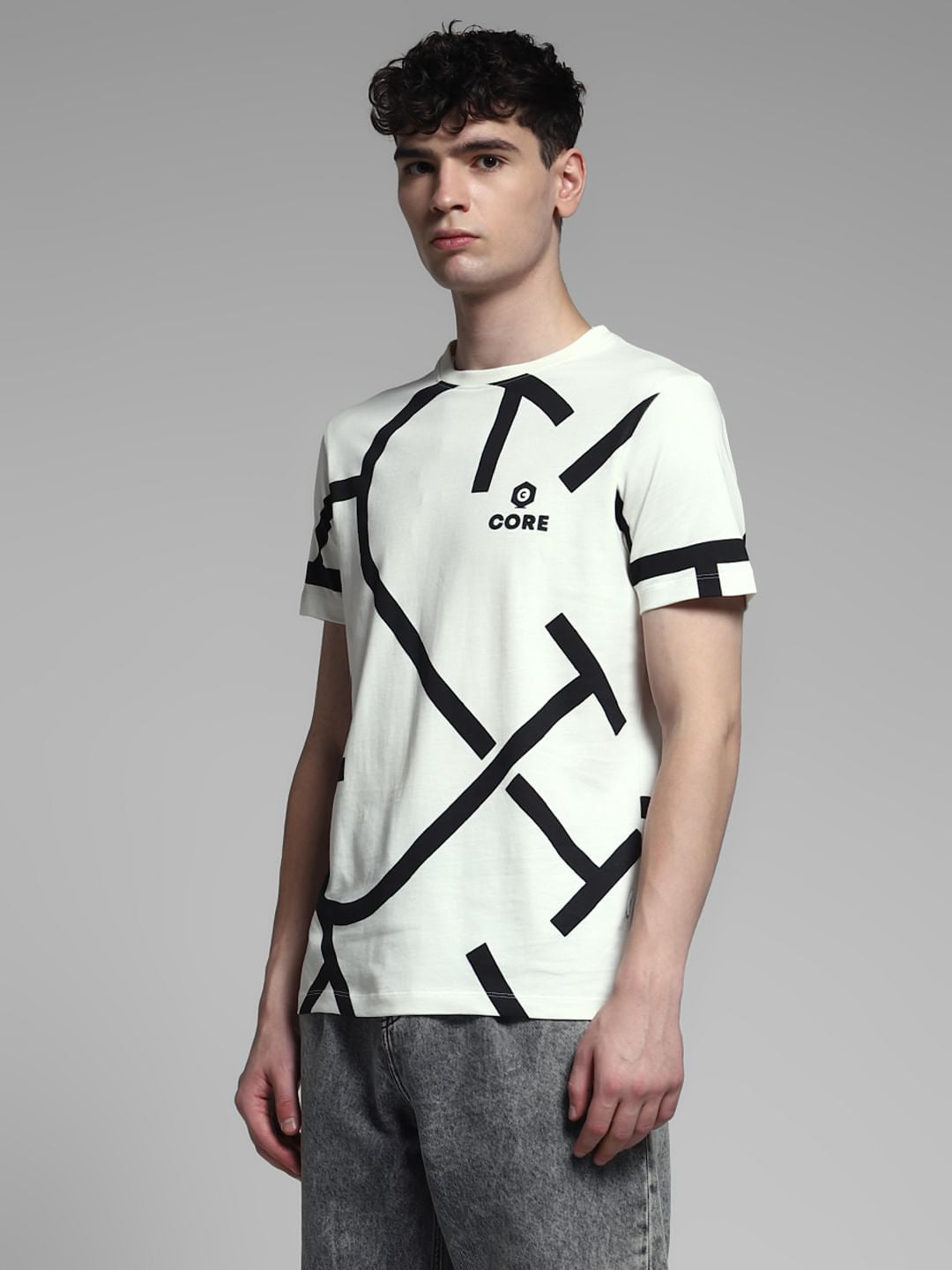 White Printed Cotton T-Shirt