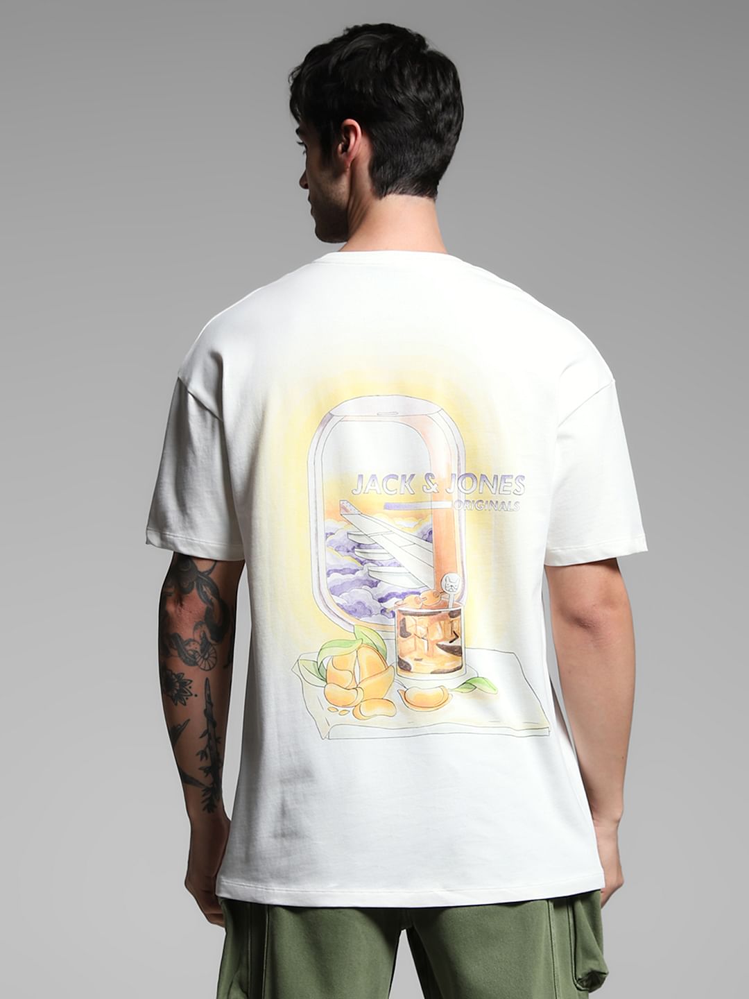 White Graphic Print Cotton T-shirt