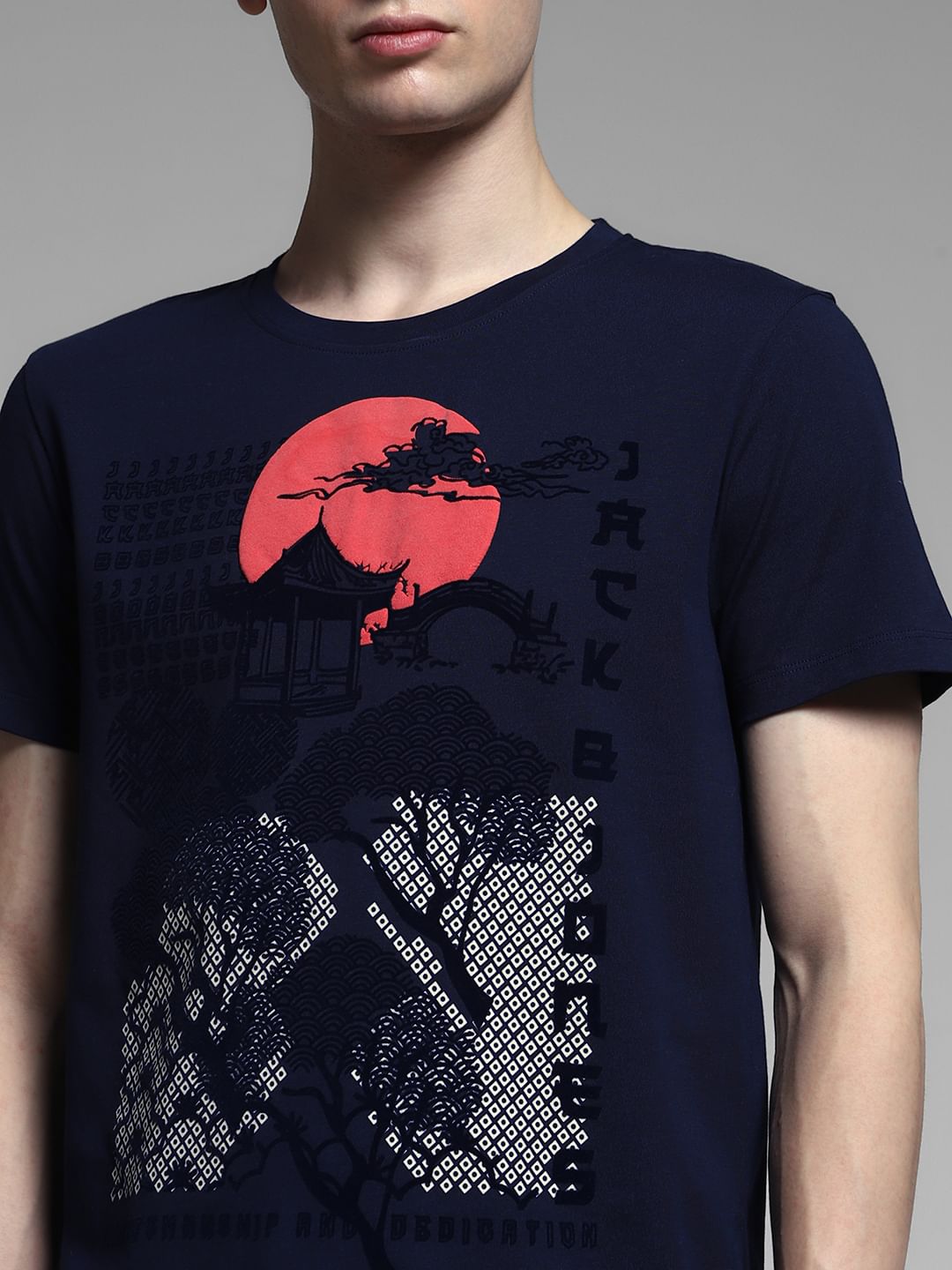 Navy Blue Graphic Print T-shirt