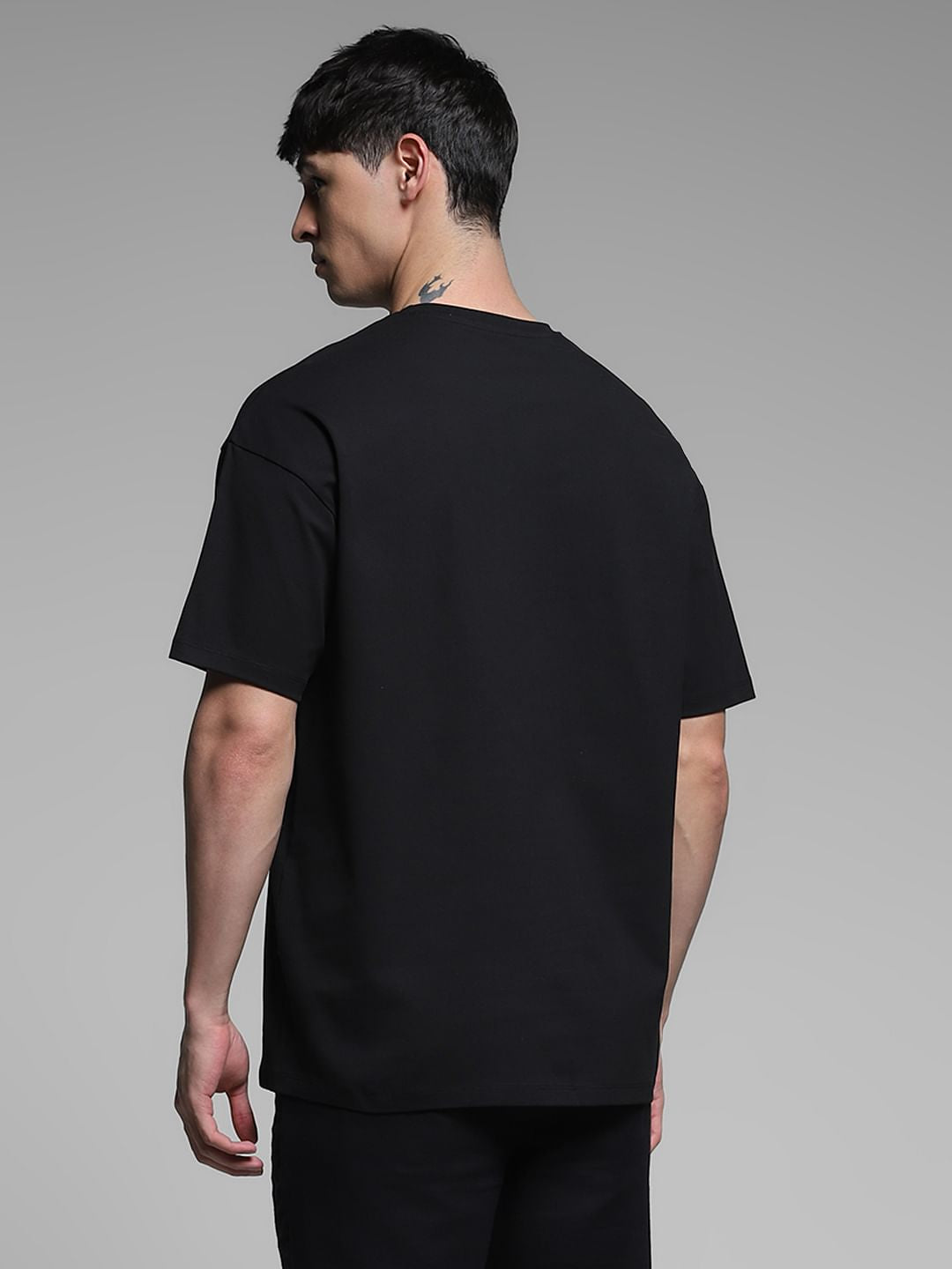 Black Printed Boxy Fit Cotton T-shirt