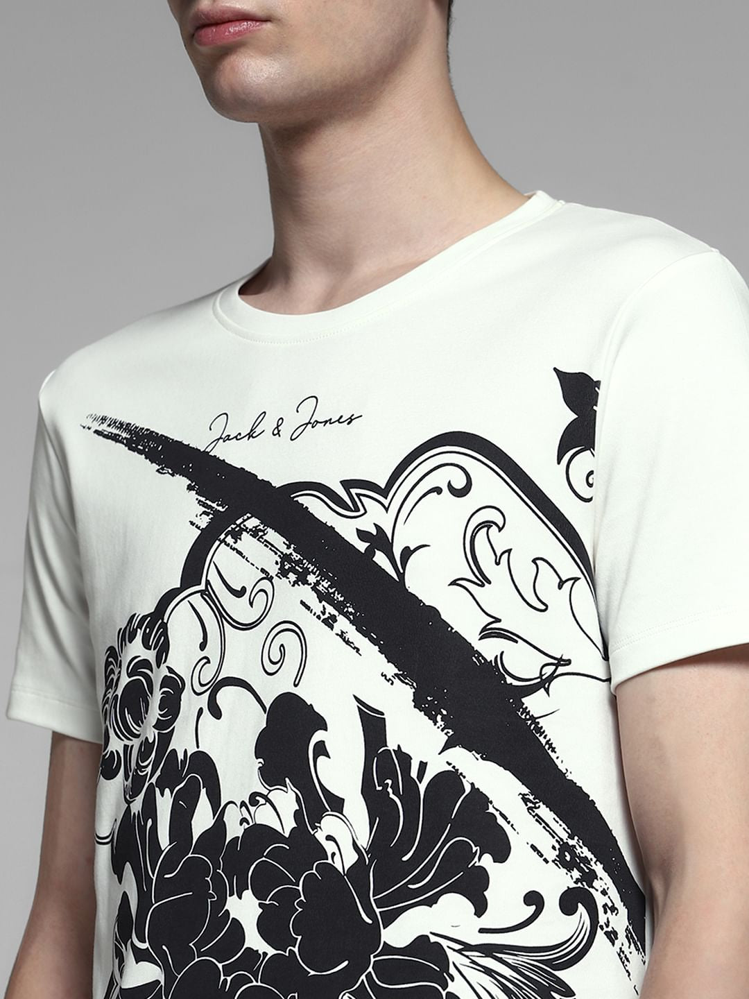 White Graphic Print Cotton T-shirt