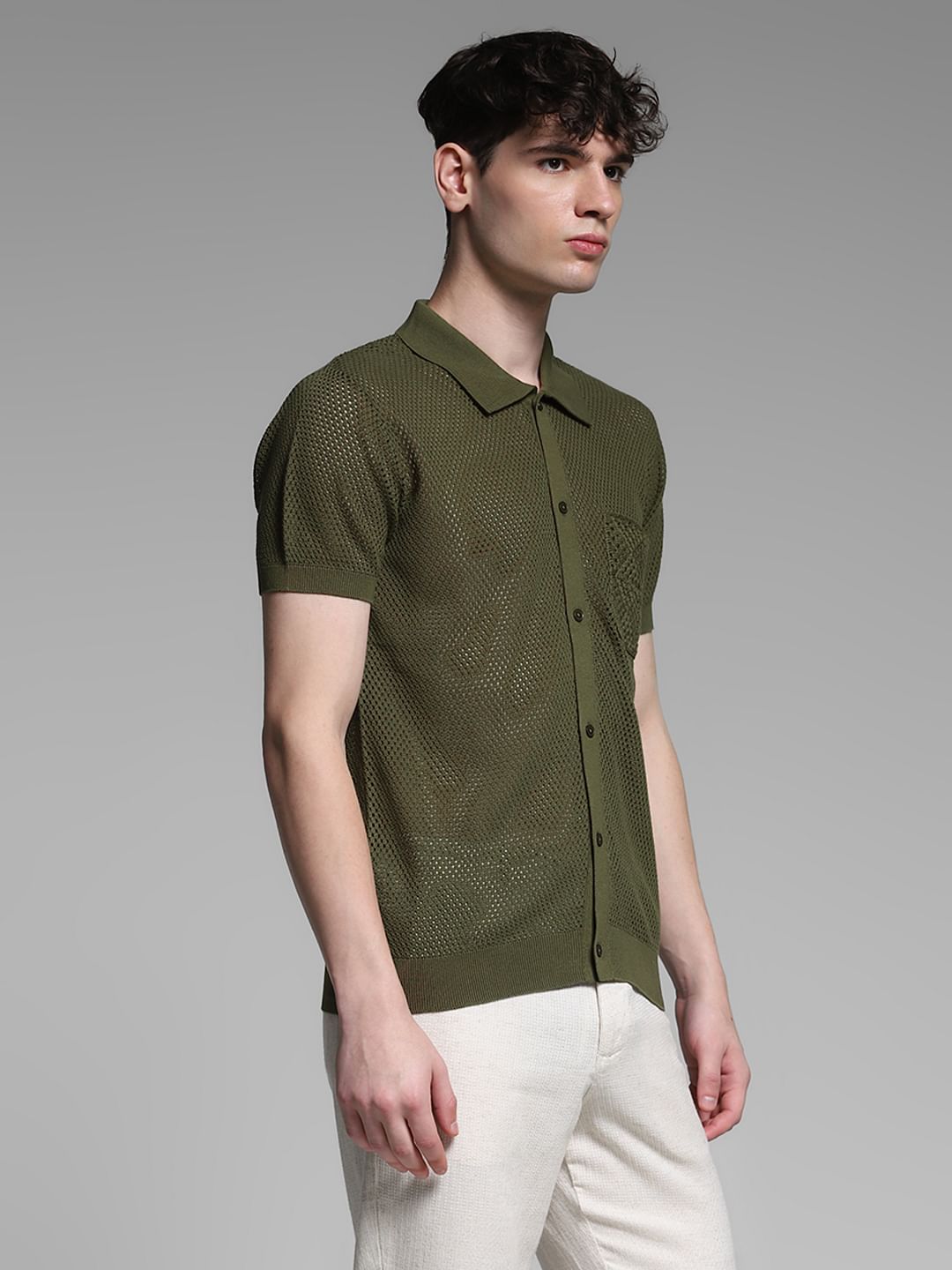 Olive Front Open Pullover