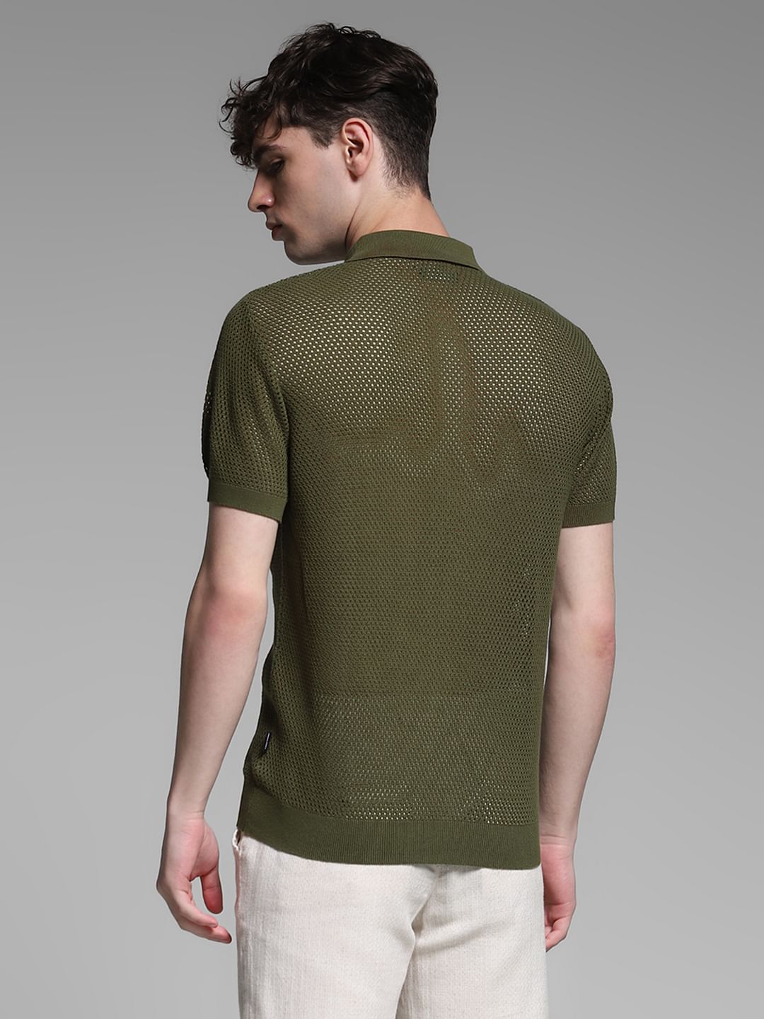 Olive Front Open Pullover
