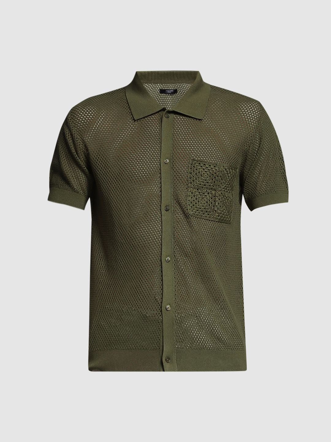 Olive Front Open Pullover