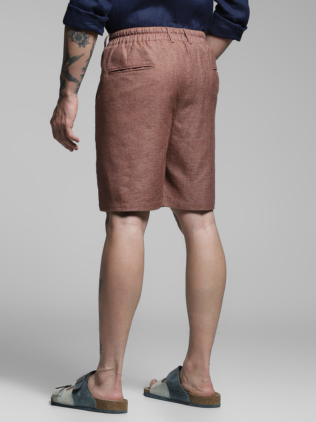JACK&JONES Dark Brown Linen Blend Shorts