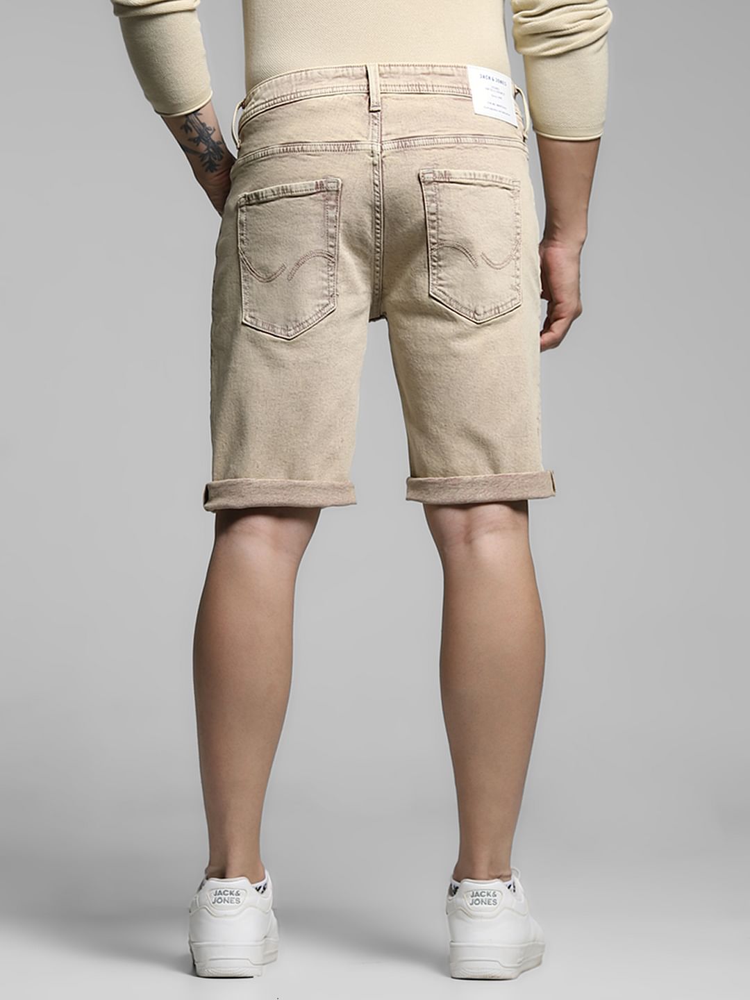 Brown Mid Rise Denim Shorts