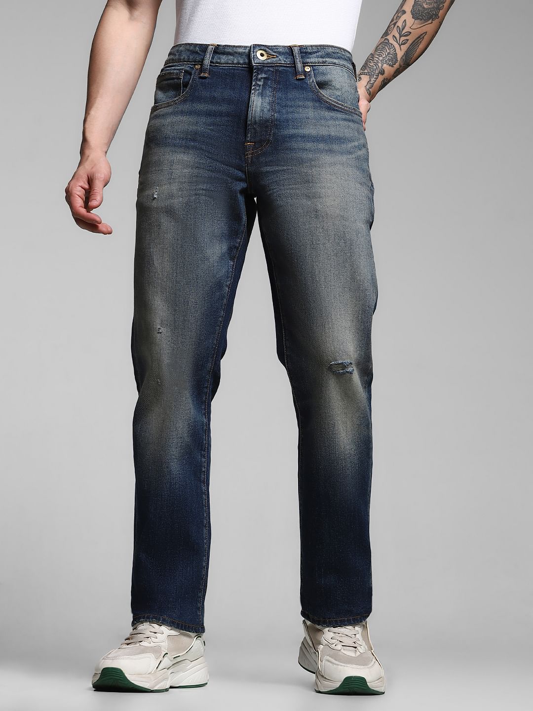 Mildly Distressed Clark Regular Fit Jeans