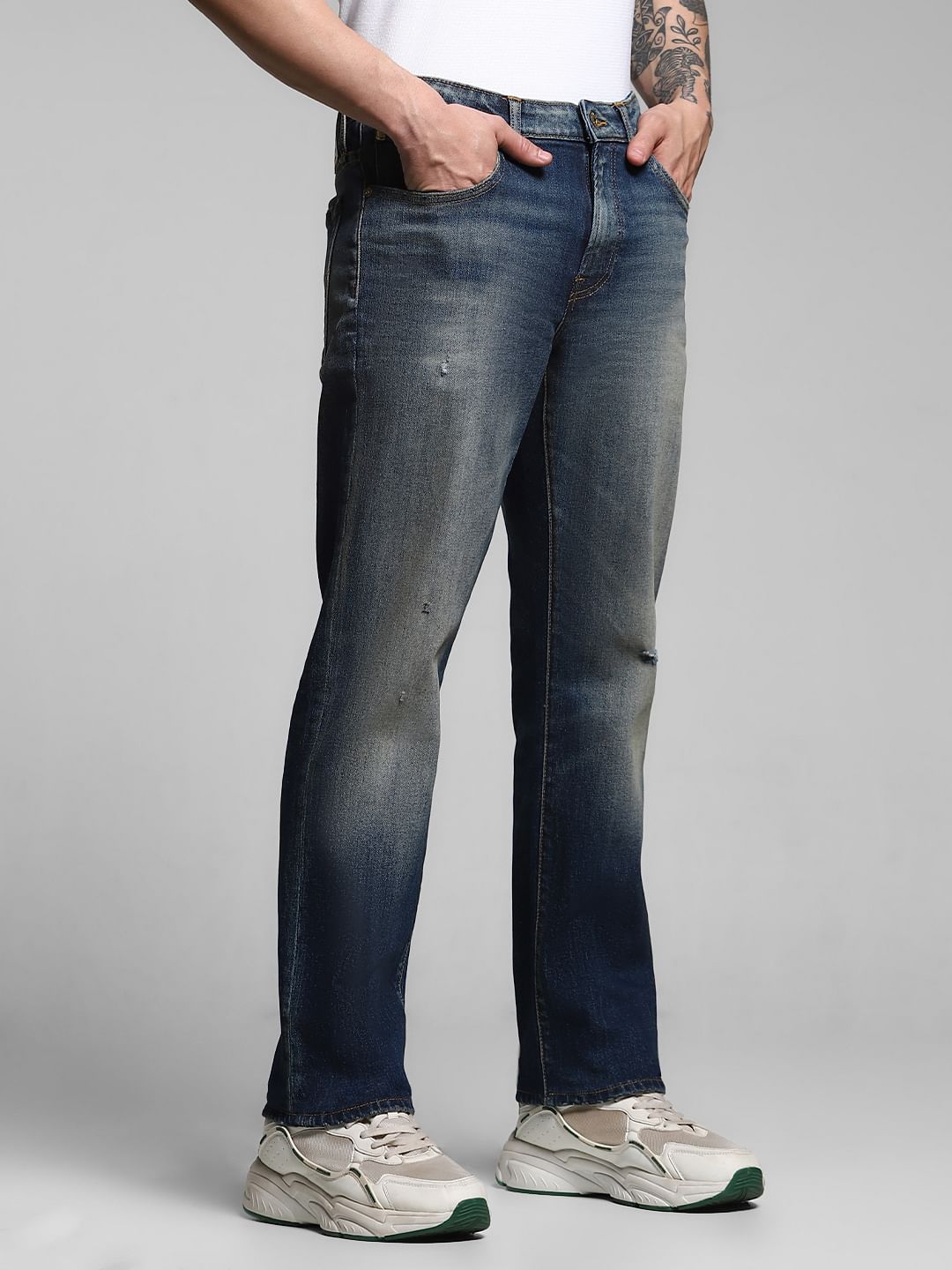 Mildly Distressed Clark Regular Fit Jeans
