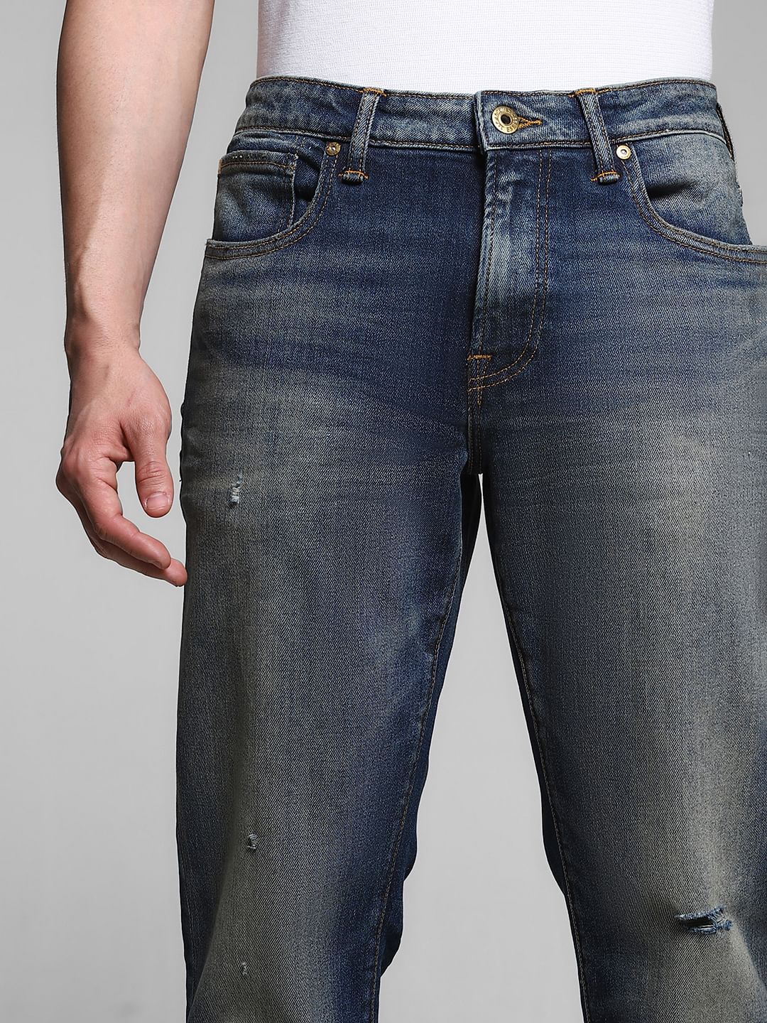 Mildly Distressed Clark Regular Fit Jeans