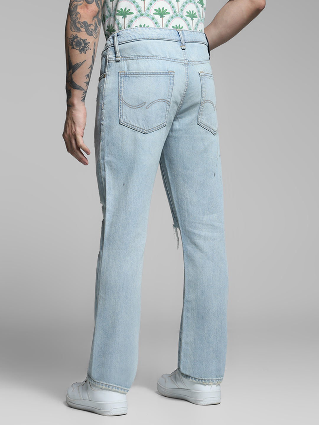 JACK&JONES Blue Distressed Clark Regular Fit Jeans
