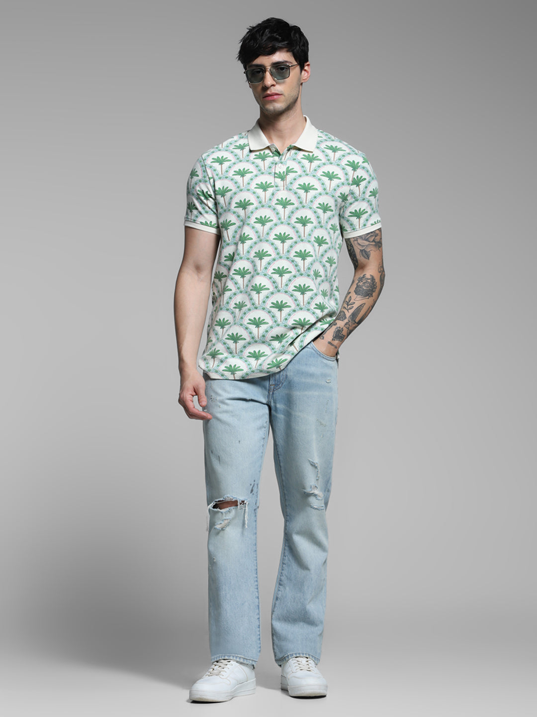 JACK&JONES Blue Distressed Clark Regular Fit Jeans