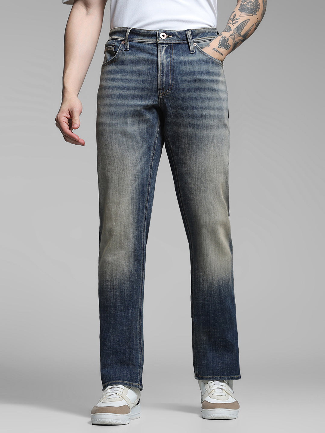 JACK&JONES Blue Washed Clark Regular Fit Jeans
