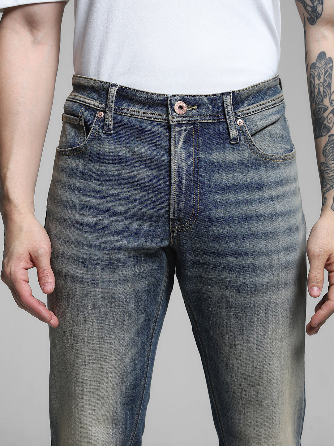 JACK&JONES Blue Washed Clark Regular Fit Jeans