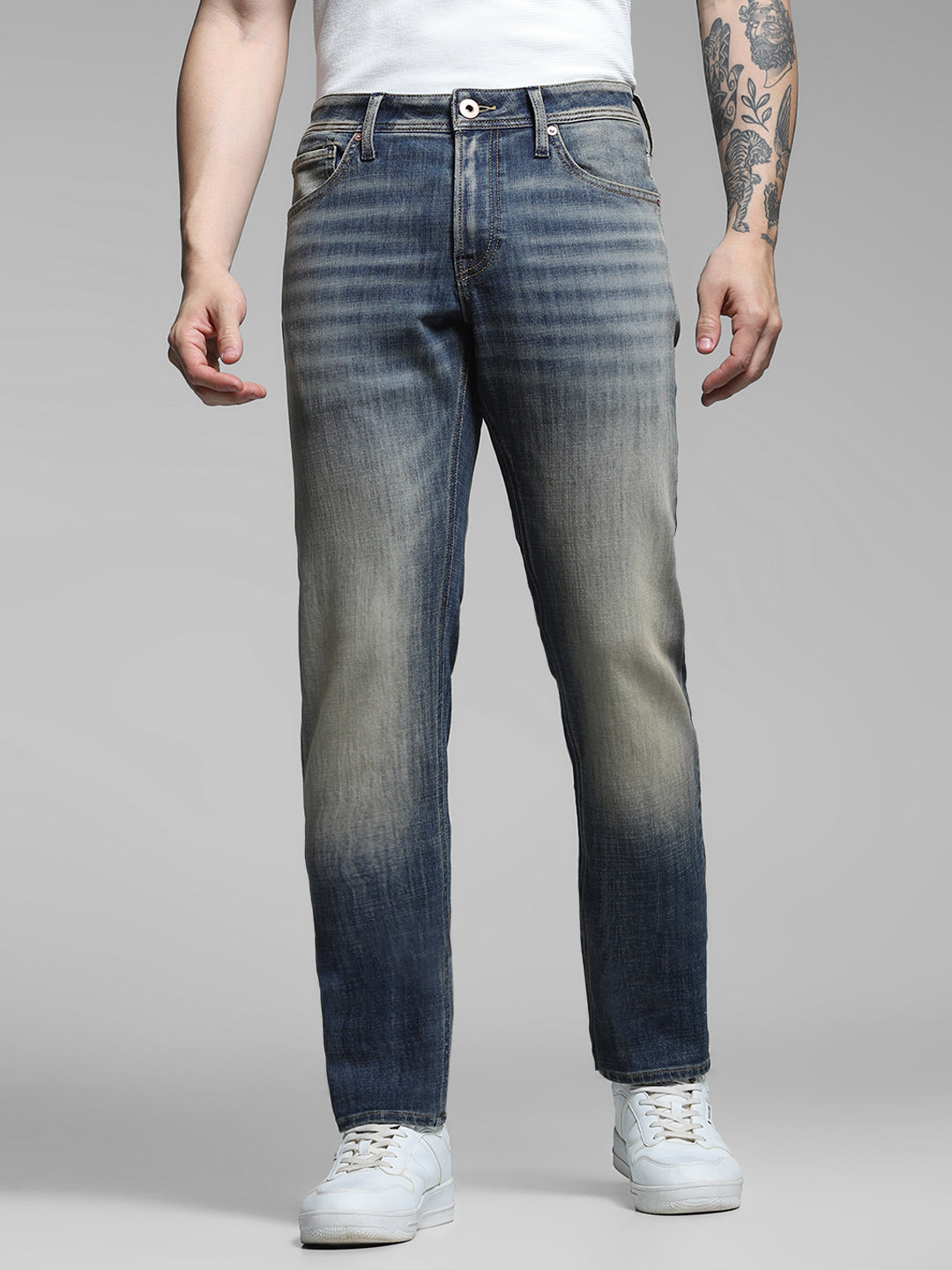 JACK&JONES Blue Washed Glenn Slim Fit Jeans