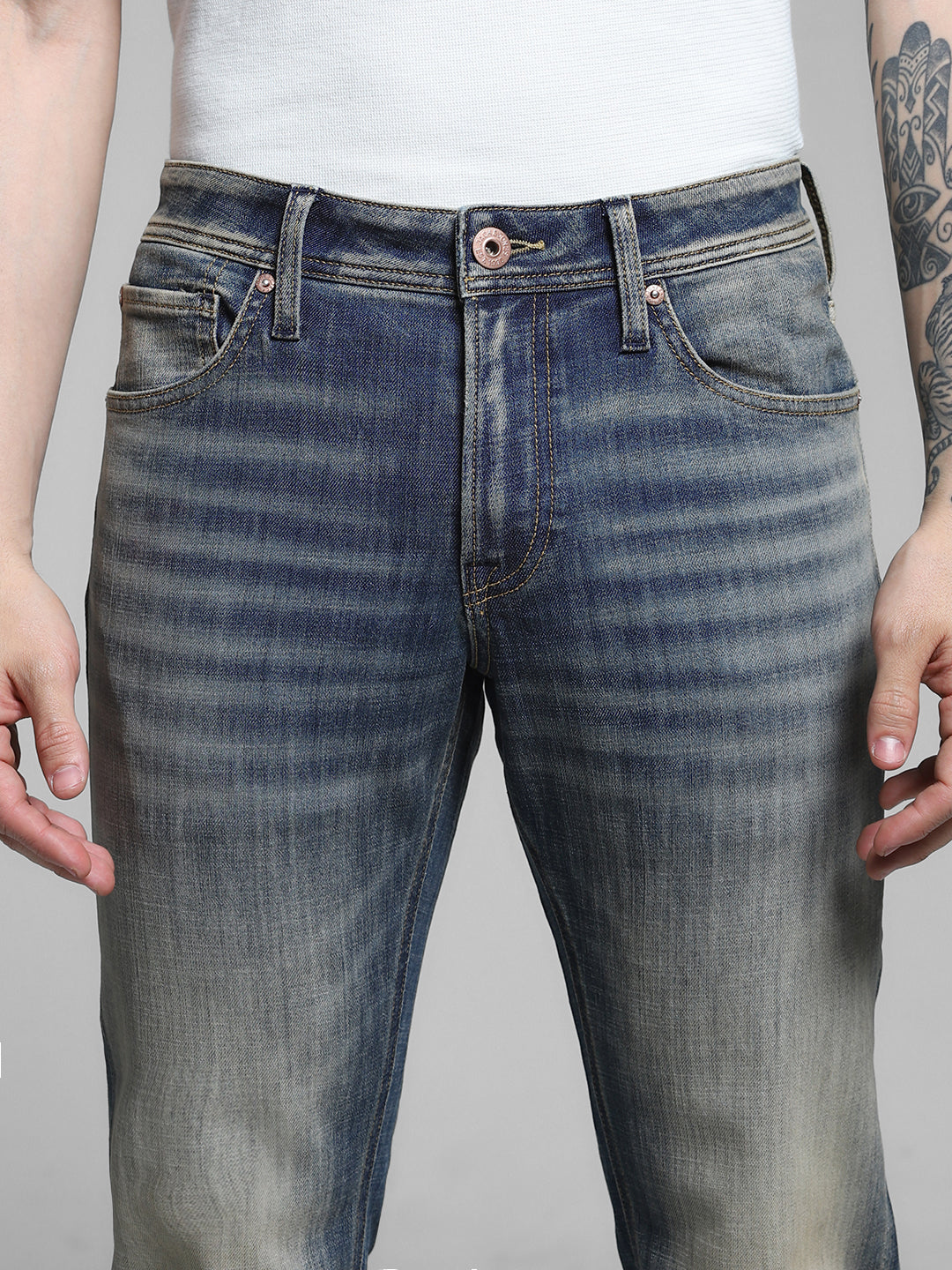 JACK&JONES Blue Washed Glenn Slim Fit Jeans