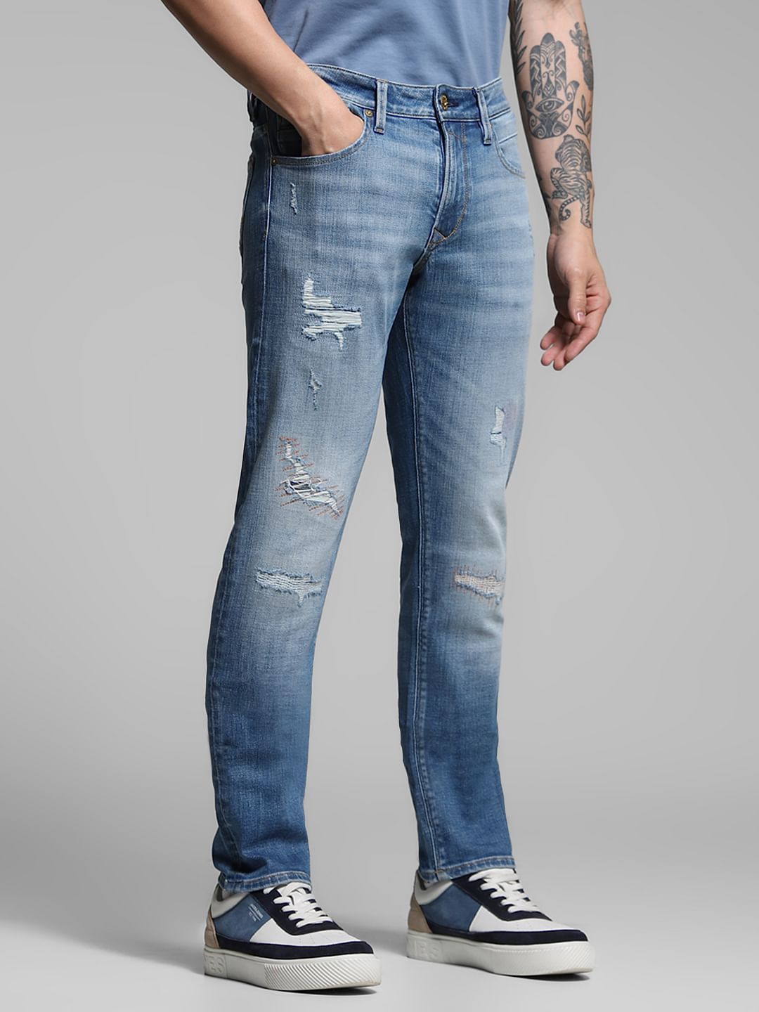 Light Blue Low Rise Glenn Distressed Jeans