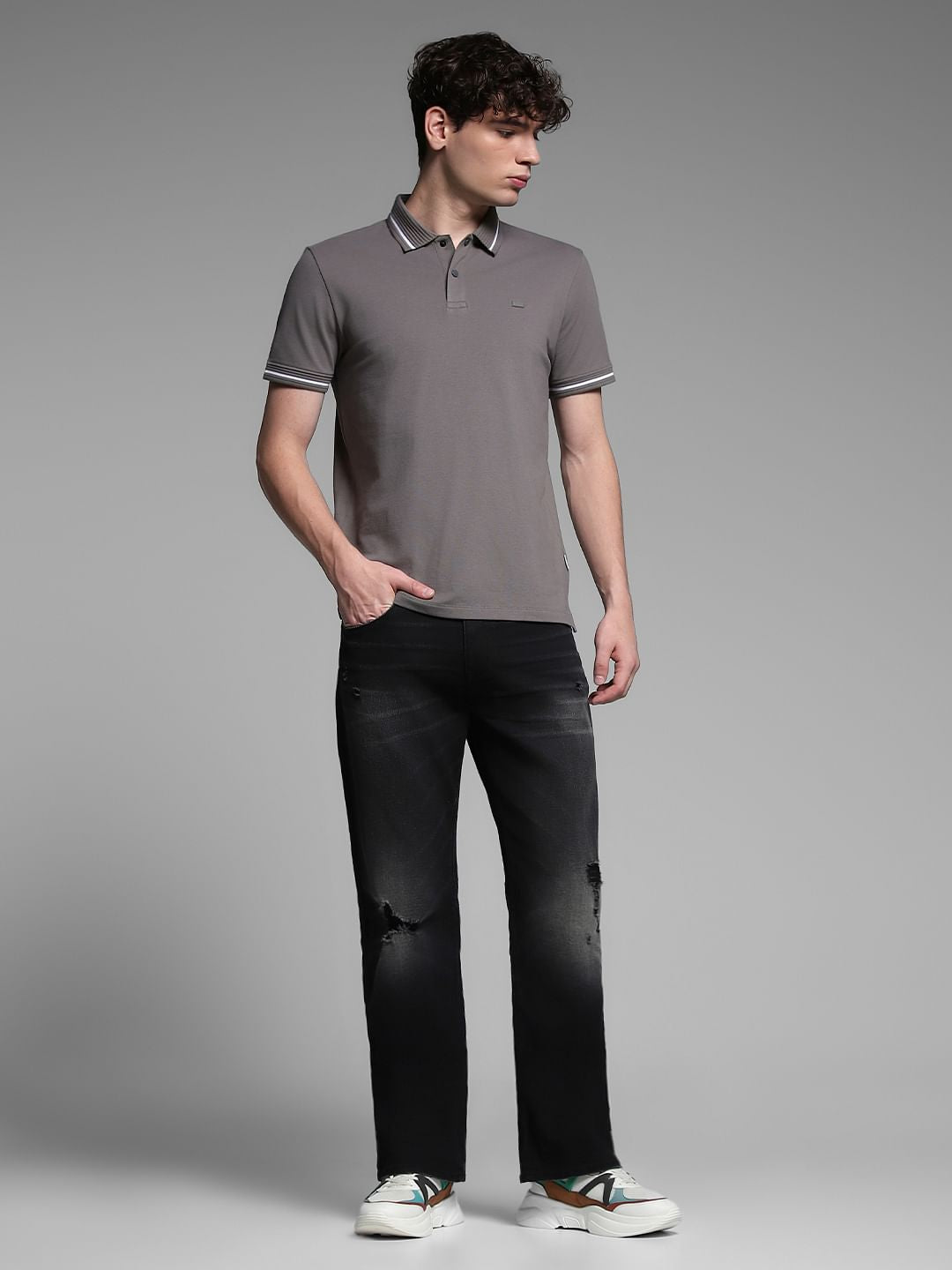 Black Distressed Cliff Bootcut Jeans