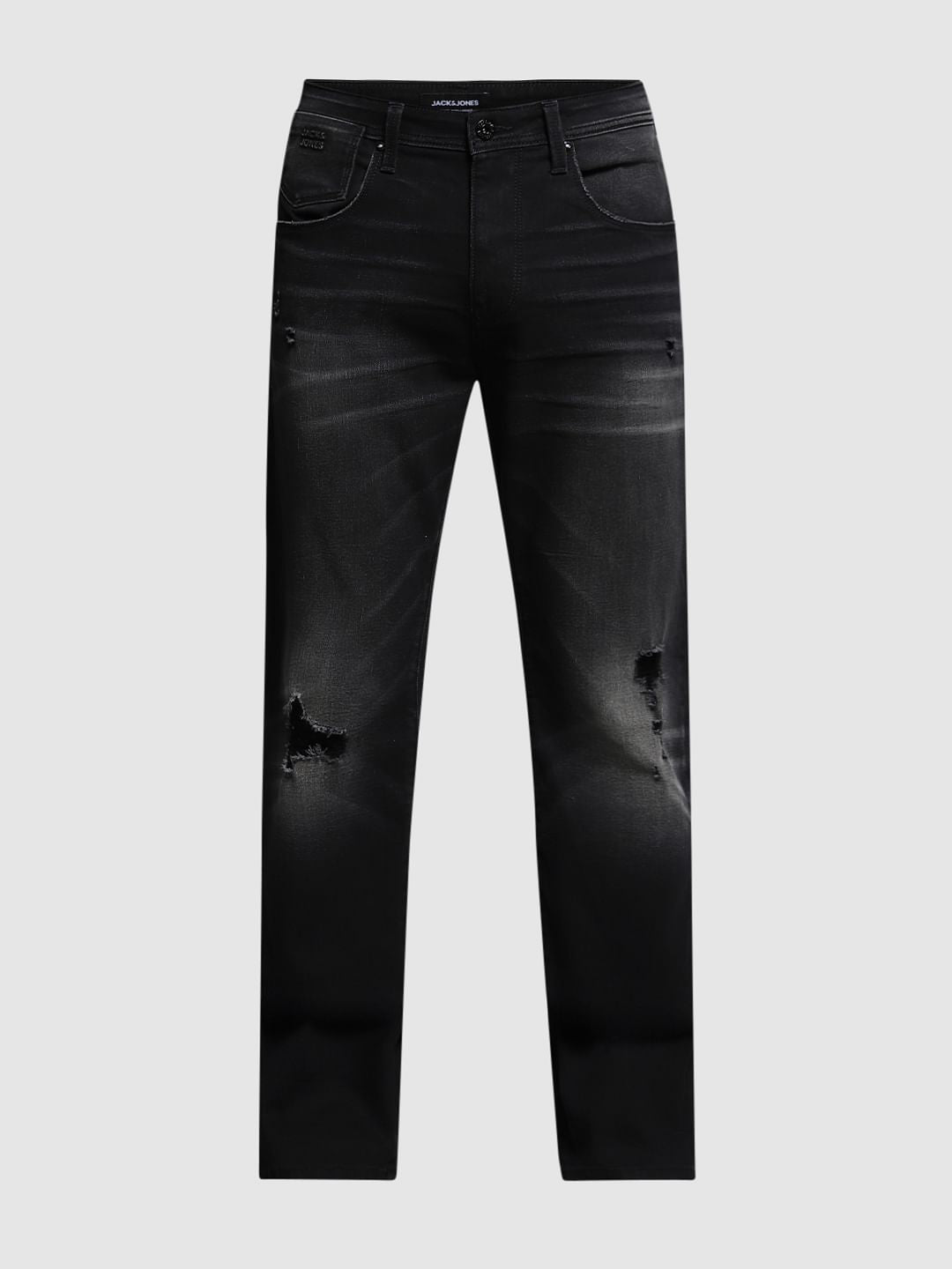 Black Distressed Cliff Bootcut Jeans