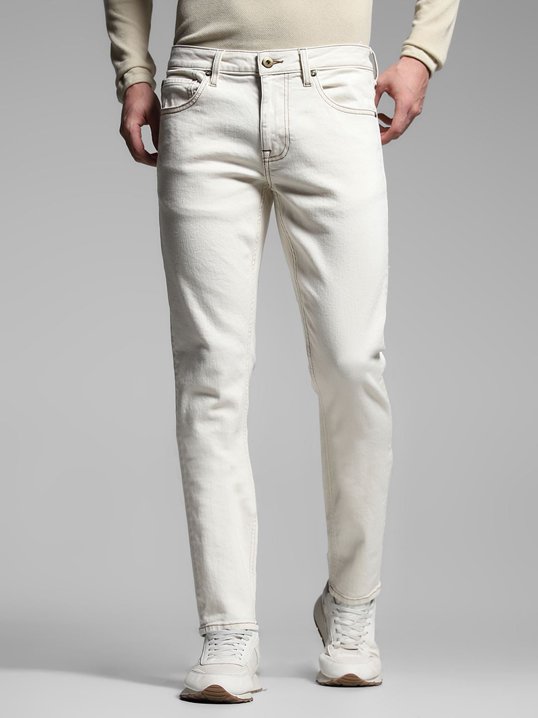 Ecru Low Rise Glenn Slim Fit Jeans