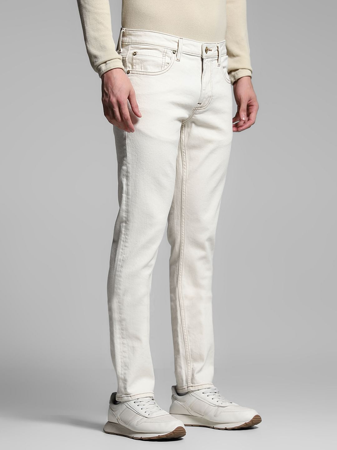 Ecru Low Rise Glenn Slim Fit Jeans