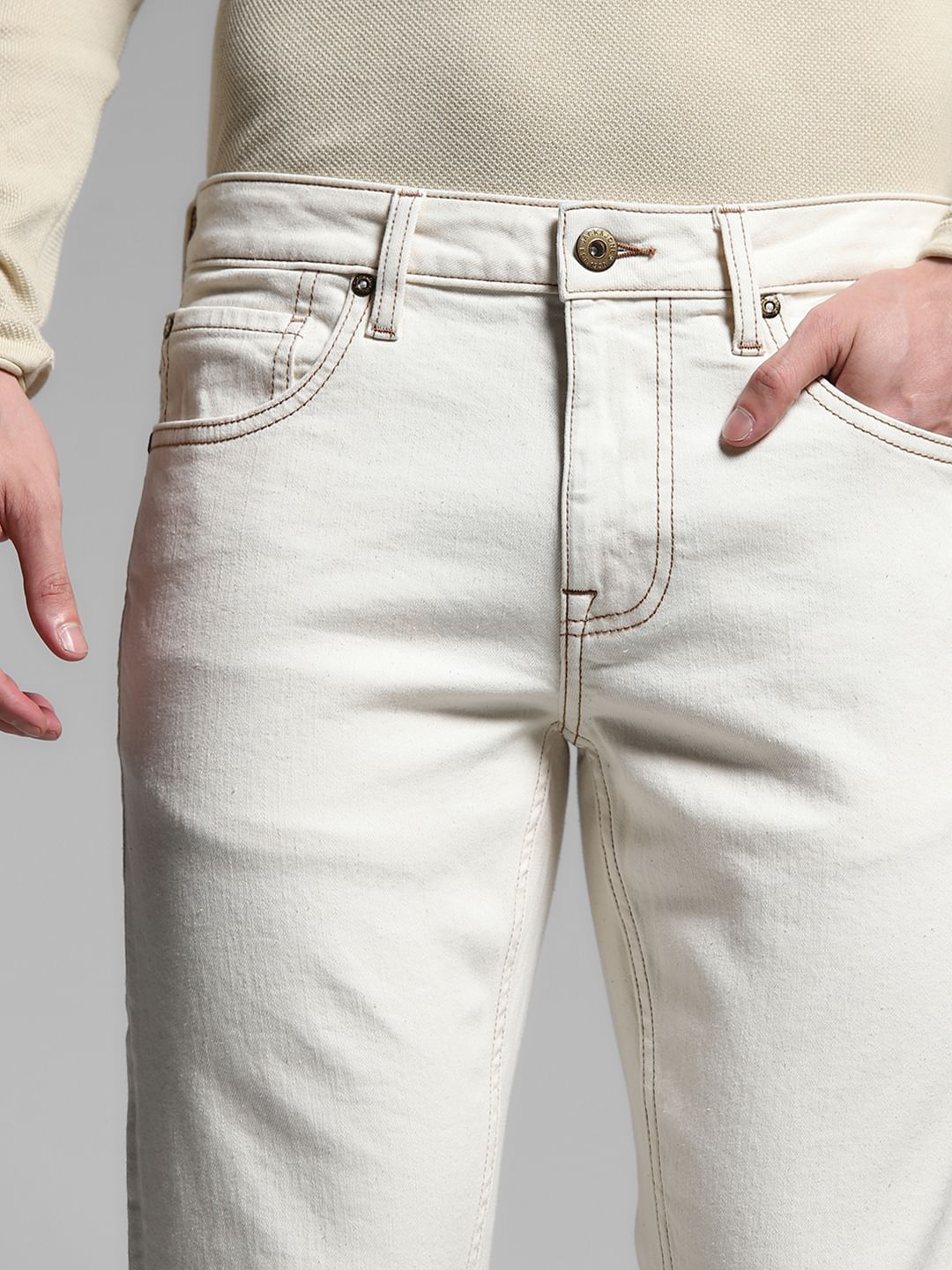 Ecru Low Rise Glenn Slim Fit Jeans